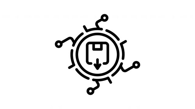 Package icon with an arrow in a connected circle. Suitable for shipping, delivery, logistics, and trackingrelated concepts in design projects.
