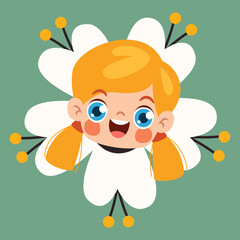 Cartoon Kid Wearing Flower Costume