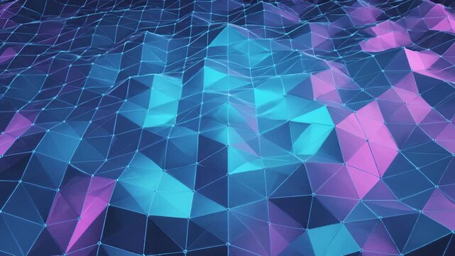 Abstract geometric pattern with blue and pink triangles