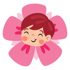 Cartoon Kid Wearing Flower Costume