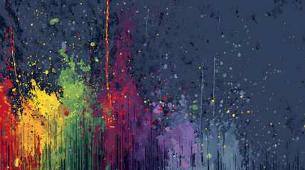 colorful paint splashes on dark blue background creating vibrant digital ink art wallpaper