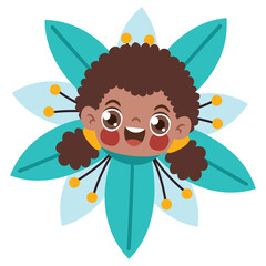 Cartoon Kid Wearing Flower Costume