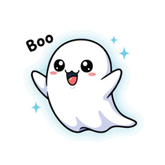 Obraz premium Cute Cartoon Ghost with Surprised Expression.