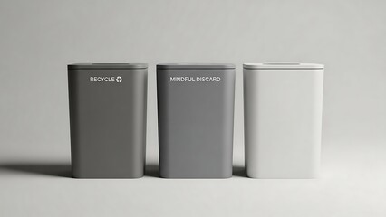 Three metal containers on a table.
