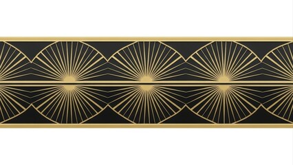 Art Deco Sunburst Pattern Border Seamless Geometric Design.