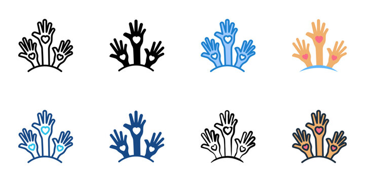 Volunteer opportunity icons set multiple style collection. 
 - Powered by Adobe