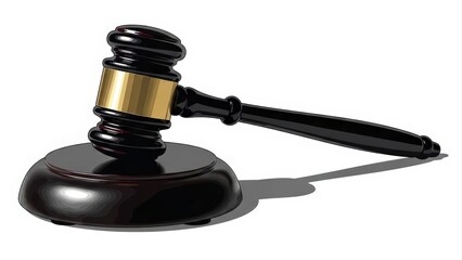 A Black Gavel and Sounding Block on a White Background.