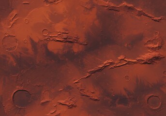 Barren Red Planet Surface with Craters and Elevated Geological Features pattern