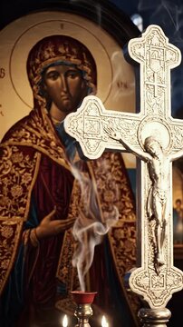 Coptic Christian Lenten Observance Background With Sacred Silence and Gentle Incense Smoke