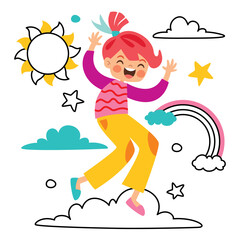 Doodle Drawing With Cartoon Kid