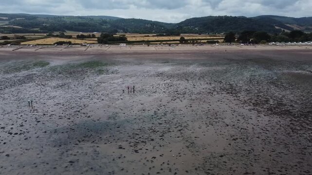 Drone shot of Dunster Beach, West Somerset, UK