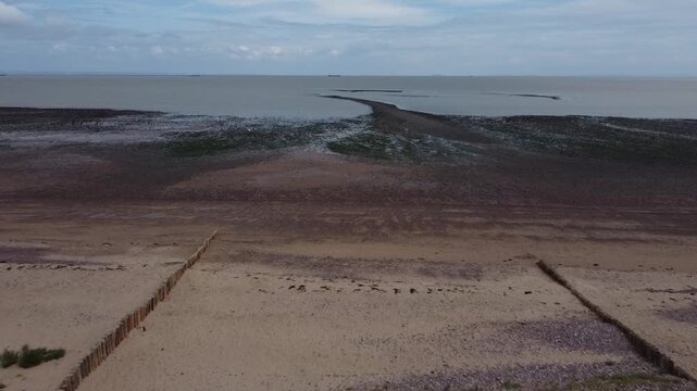 Drone shot of Dunster Beach, West Somerset, UK