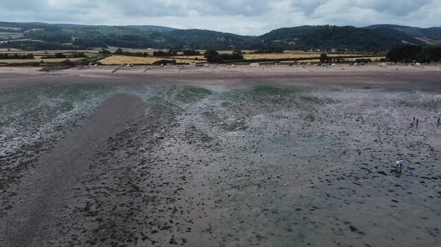 Drone shot of Dunster Beach, West Somerset, UK