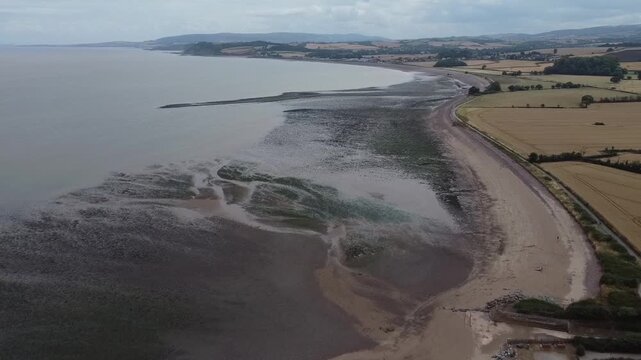 Drone shot of Dunster Beach, West Somerset, UK