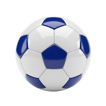 Blue and white soccer ball isolated on white background isolated on transparent background