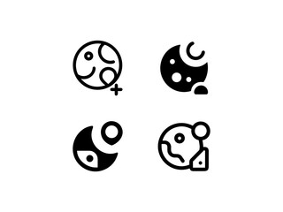 moon and maps set vector, vector and illustration,