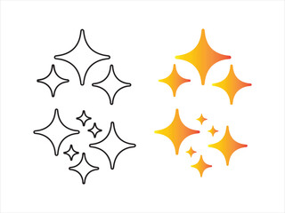Obraz premium Vector star and geometric shape icons set. Black sparkles silhouette vector illustration outline design