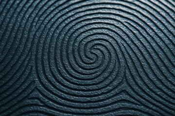 Abstract closeup of fingerprint pattern with dramatic light and texture on dark background symbolizing identity and security concept. Ai generative