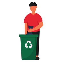 Illustration of Person Throwing Garbage in Bin
