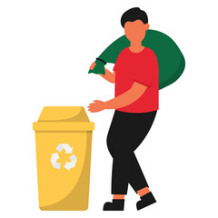 Illustration of Person Throwing Garbage in Bin