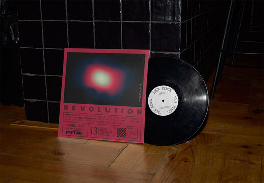 Mockup Of Customizable Lp Cover And Vinyl
