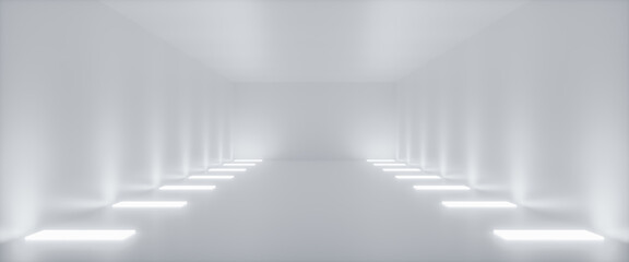 Abstract Futuristic empty floor and room Sci-Fi Corridor With light for showcase,room,interior,display products.Modern Future cement floor and wall background technology interior concept.3d render