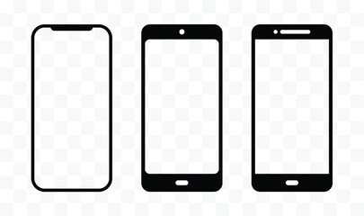 Mobile phone mockup set. Vector stock illustration