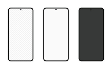 Mobile phone mockup set. Vector stock illustration