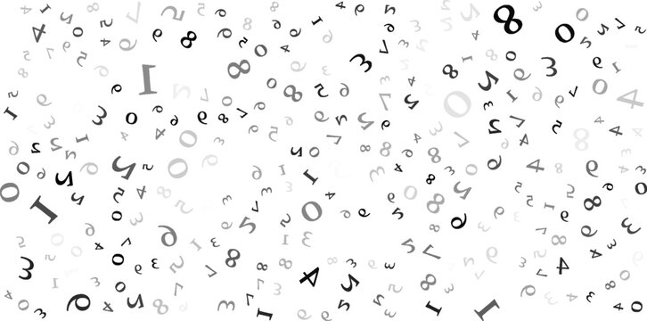 falling colorful messy numbers. math study concept with flying digits. posh back to school mathematics banner on white background. falling numbers vector illustrationeps.10..