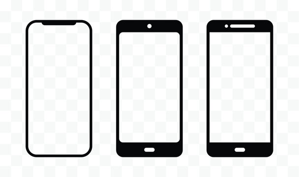 Mobile phone mockup set. Vector stock illustration