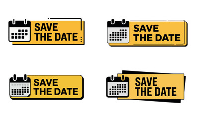 Save the date calendar reminder label illustration
