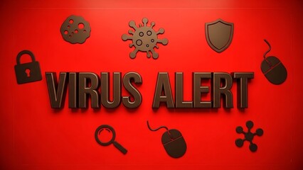 Virus alert computer security warning signs.