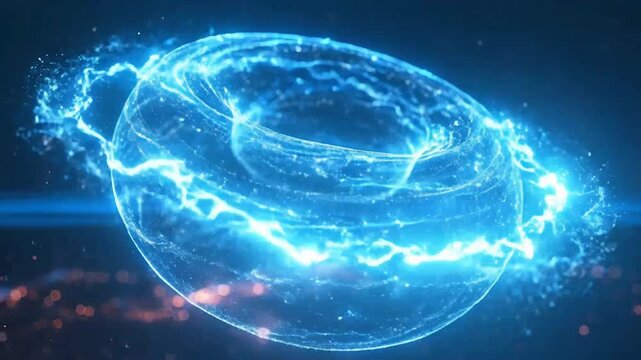 Abstract Glowing Donut Shape With Swirling Light Particles In Dark Space With Shimmering Bokeh Effect