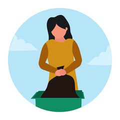 Illustration of Person Throwing Garbage in Bin