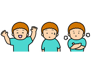 Children&rsquo;s emotion set &ndash; happy, confused and angry