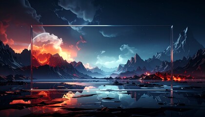 sunset in the mountains illustration