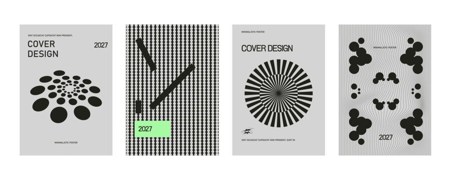 Posters with silhouette minimalistic basic figures, extraordinary graphic assets of geometrical shapes swiss style, Modern minimal monochrome print brutalist.