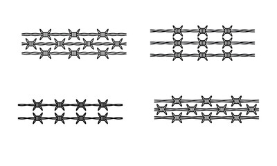 Barbed wire illustrations set isolated on white background
