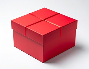 Elegant Red Gift Box with Ribbon on White Background