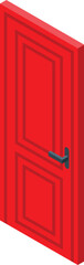 Isometric view of a closed red door, symbolizing security, privacy, and access control
