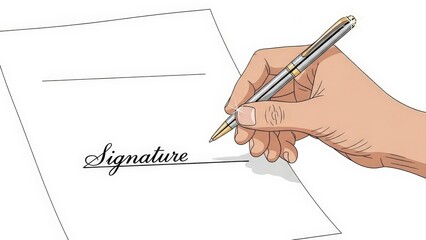 Hand Signing a Document with a Pen.