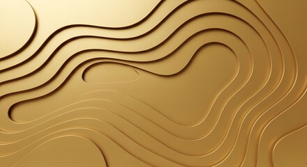 Golden Topographic Lines - Abstract Background with Layered Curves.
