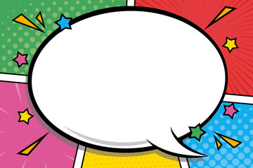 アメコミデザインの丸いふきだしのフレーム