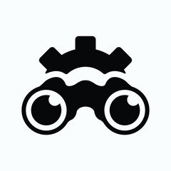 binocular and gear icon. Successful vision concept with icon of businessman and binoculars,