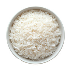 A steaming bowl of white rice, perfect for culinary or food-related projects