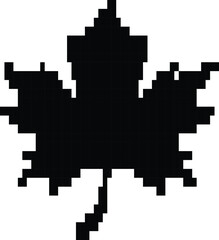 ピクセルアートの黒いカエデの葉のシルエットベクターイラスト