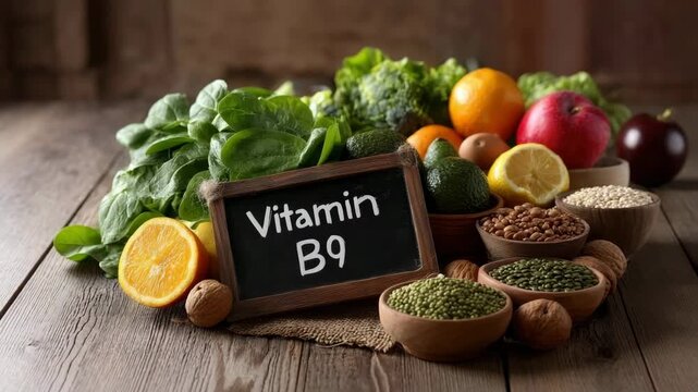 Vitamin B9 (Folic Acid) Rich Foods: Spinach, Legumes, Avocado, Citrus Fruits, Apple, and Nuts