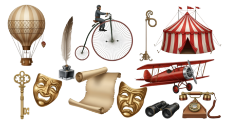 Vintage Travel Accessories and Theater Masks Collection