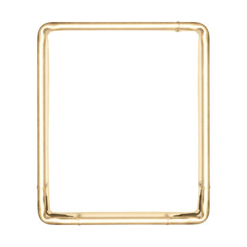 Rectangular gold pipe frame border on transparent background