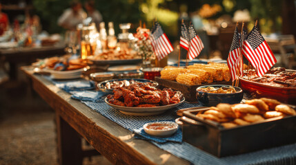 Fototapeta premium American flag summer barbecue outdoors celebration party